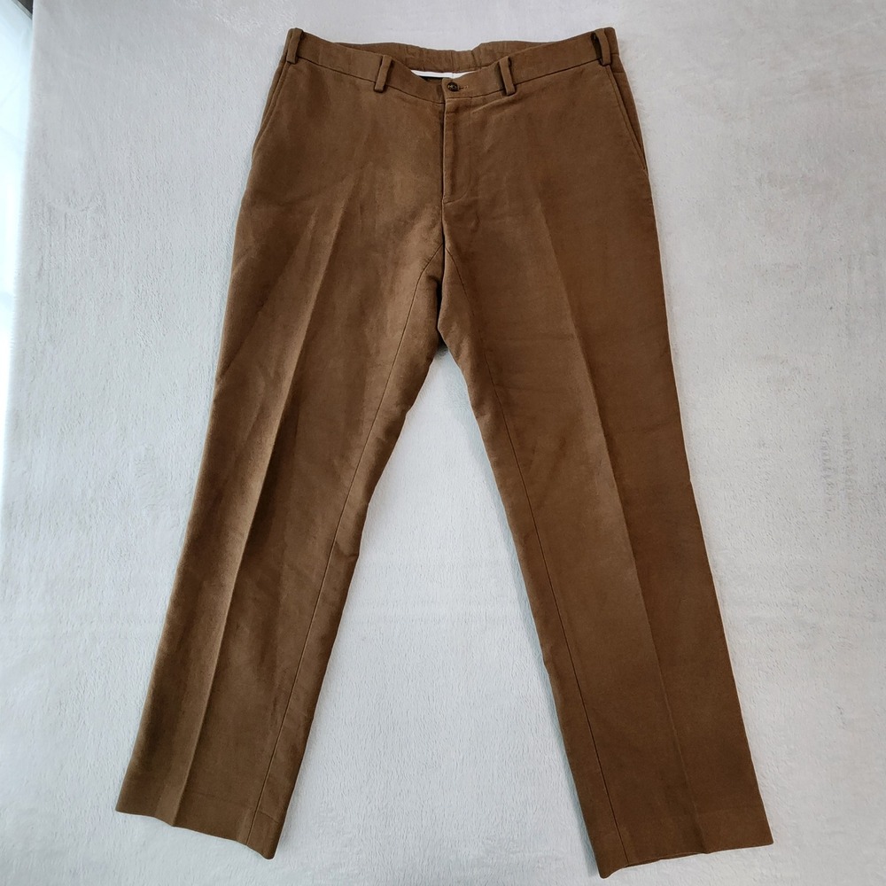 Indochino Moleskin Dress Pants Mens 36 Brown Cotton Flat Front Business 37x31.5